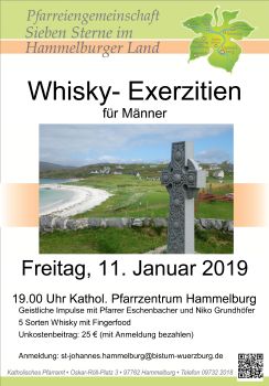 Mit diesem Plakat wirbt Pfarrer Thomas Eschenbacher für seine "Whisky-Exerzitien".