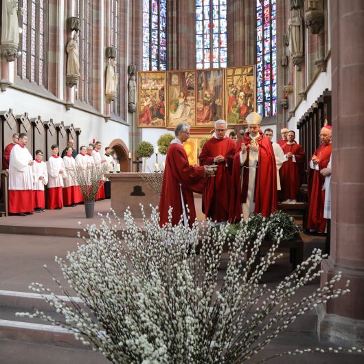 In der Marienkapelle segnete Bischof Dr. Franz Jung die Palmzweige.