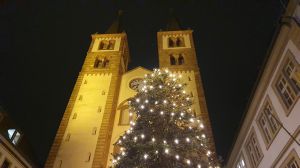 Der weihnachtlich beleuchtete Würzburger Kiliansdom.
