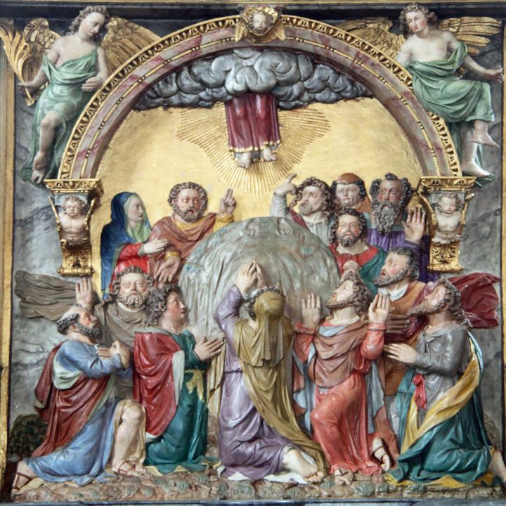 Darstellung von Christi Himmelfahrt auf dem Hochaltar in der Darstädter Kirche, geschaffen von Hans Juncker 1598.