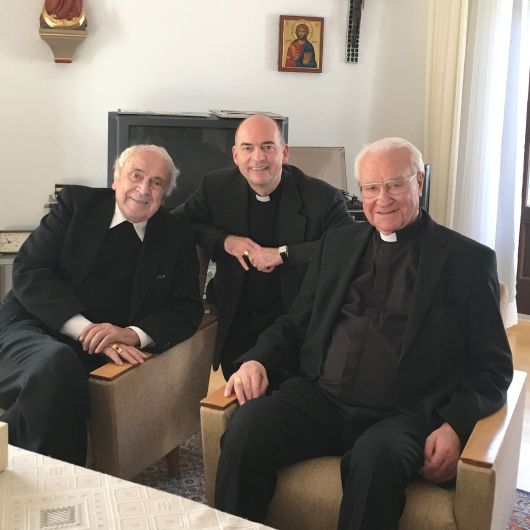 Fränkisch-pfälzische Begegnung am 2. November 2018 in Speyer (von links): Weihbischof em. Helmut Bauer, Bischof Dr. Franz Jung und Bischof em. Dr. Anton Schlembach.