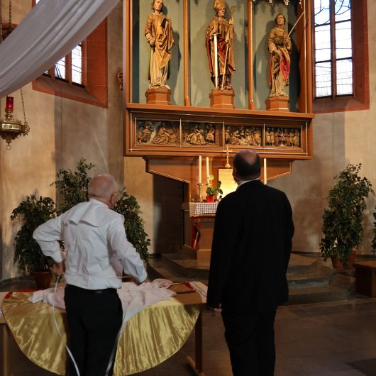 Weihbischof Ulrich Boom feierte am Dienstag, 7. Juli, einen Kiliani-Pontifikalgottesdienst in Haßfurt.