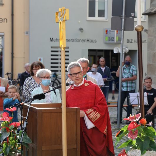 Weihbischof Ulrich Boom feierte am Dienstag, 7. Juli, einen Kiliani-Pontifikalgottesdienst in Haßfurt.