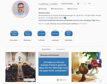 Das Instagramprofil von Polizeiseelsorger Matthias Zöller.