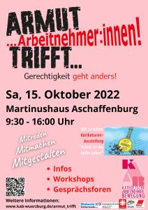 Um das Thema prekäre Beschäftigungsverhältnisse und Armut geht es am Samstag, 15. Oktober, bei einem Aktionstag im Martinushaus in Aschaffenburg.