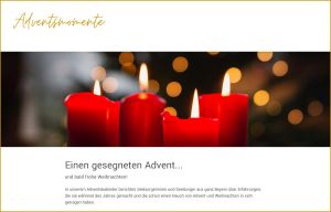 Ab dem 1. Dezember sind unter www.adventsmomente.de wieder Geschichten zu finden, die von adventlichen Erlebnissen während des Jahres berichten.