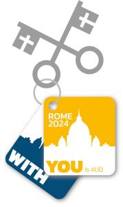 So sieht das Logo der internationalen Ministrantenwallfahrt 2024 nach Rom aus.  Es wurde wie die Hymne bei einem internationalen Wettbewerb ermittelt. 