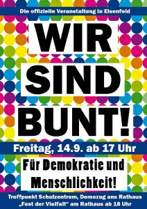 Unter dem Motto "Wir sind bunt!" steht ein Fest der Vielfalt in Elsenfeld. Veranstalter ist das "Bündnis für Demokratie und Menschlichkeit".